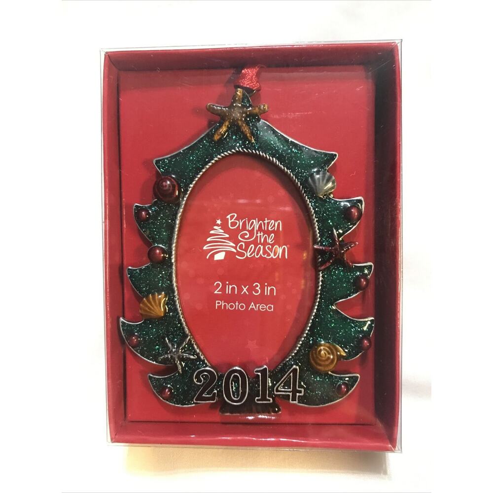 Brighten The Season 2014 Sea Shell Beach Christmas Family Photo Pewter Frame
